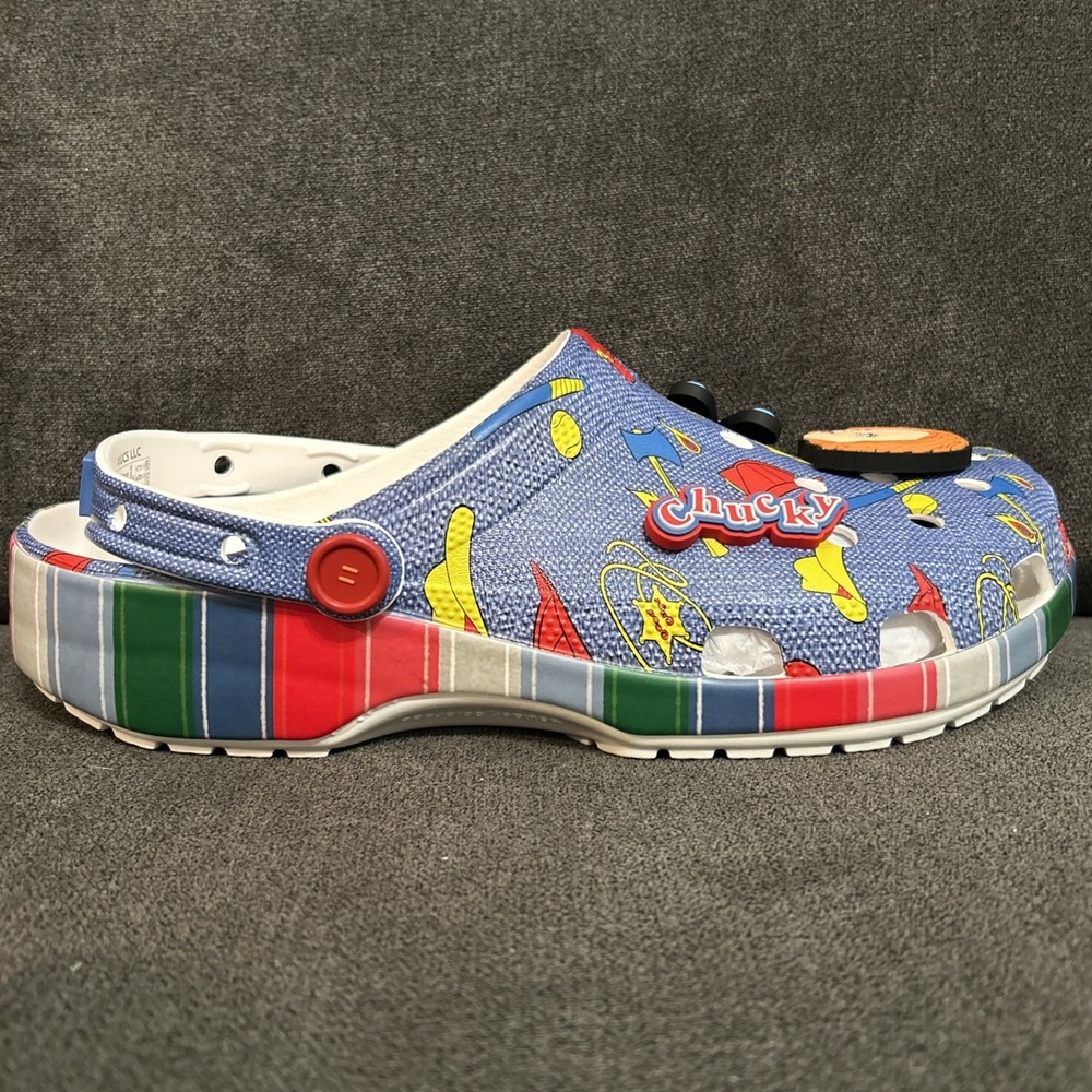 Crocs Chucky Classic Clogs Men 11 Blue Halloween Horror Slip On Shoes 210510-90H